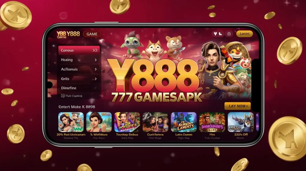 Y888 Game mobile app with casino icons and magistvpc.us branding