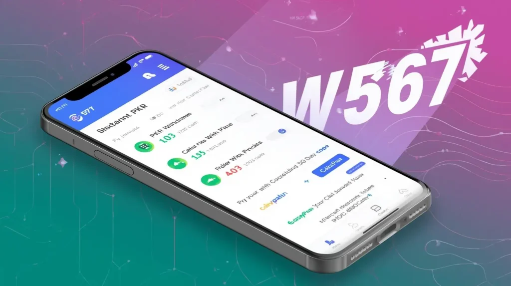 WC567 withdrawal page showing JazzCash and EasyPaisa instant transfer.
