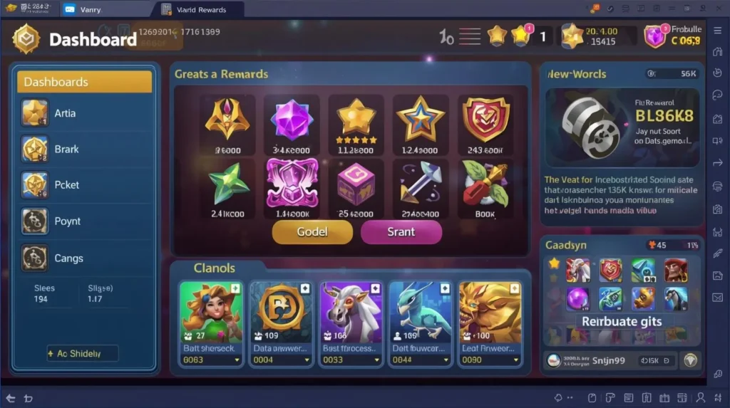 Colorful mobile screen showing earning-style gaming menu