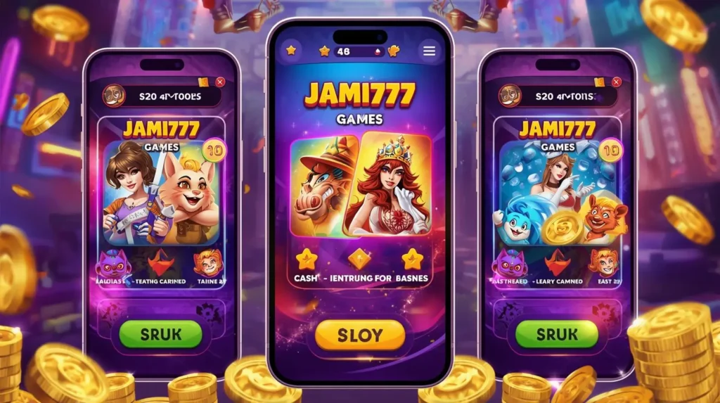 Illustration showing mobile games with earning and payout elements