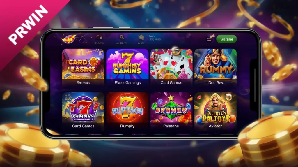 Screen showing different casino-style game icons