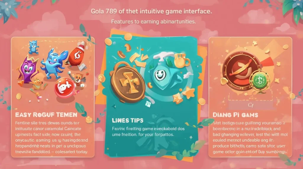 Screen with icons showing different gaming features