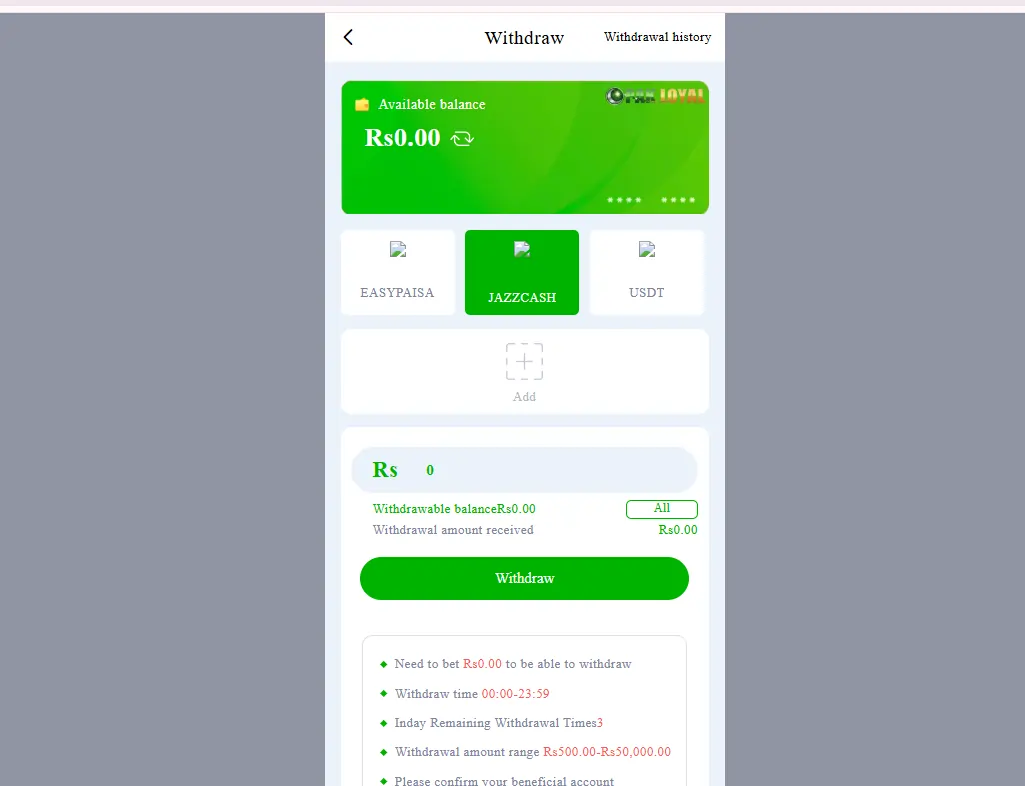 Mobile gaming app showing slots, card games and demo play option