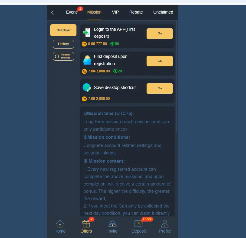 Gaming app bonuses including welcome bonus and cashback rewards