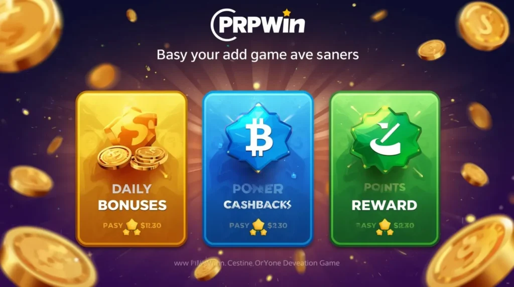 Bonus coins and reward icons appearing from a phone screen