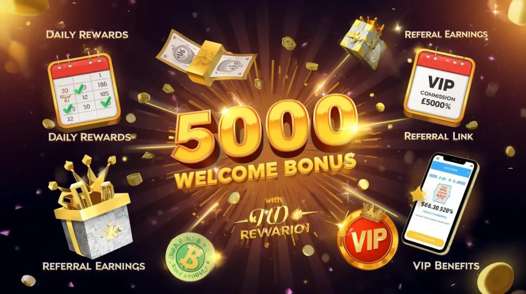 Casino welcome bonus offers daily rewards and referral earnings