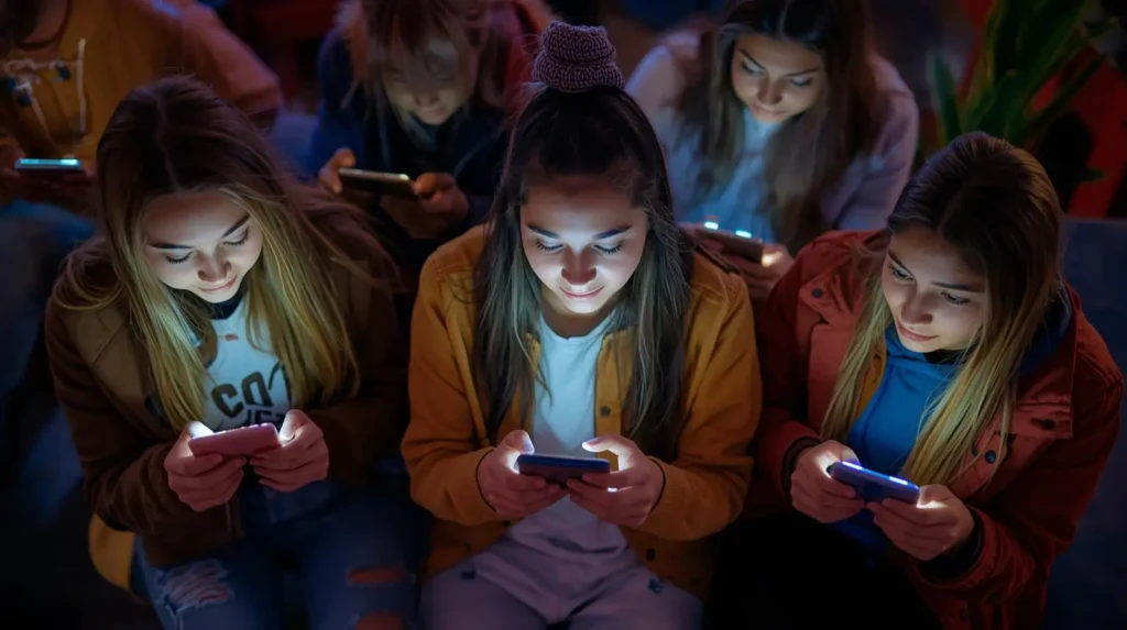 Silhouettes using phones with Pakistan themed digital elements