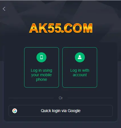 Easy Login Registration Process AK55 Gaming App