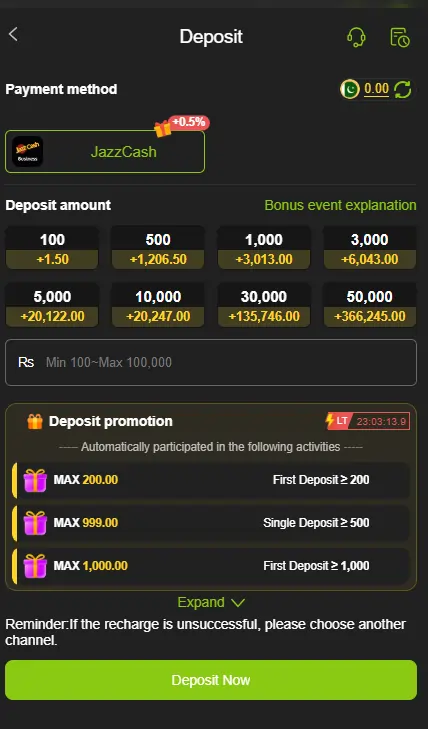 ZS999 Game Payment Methods Pakistan