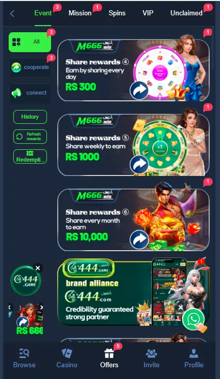 M666 Game bonus rewards