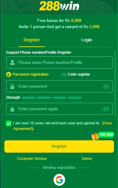 288Win Game Registration Steps
