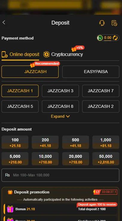 Payment deposit withdrawal methods