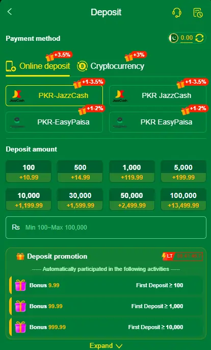 K8 withdrawal options screen
