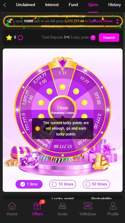 Casino tournament cash prize