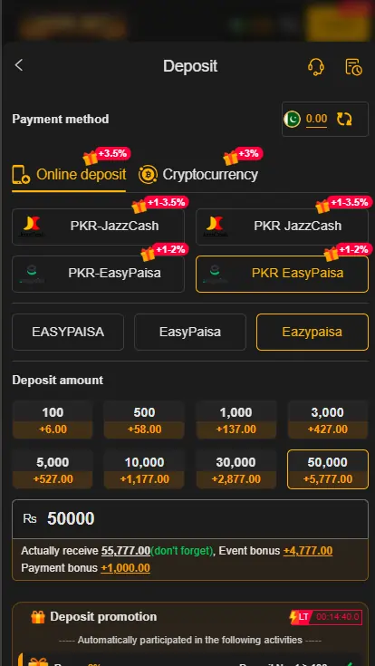 92PK Game payment methods