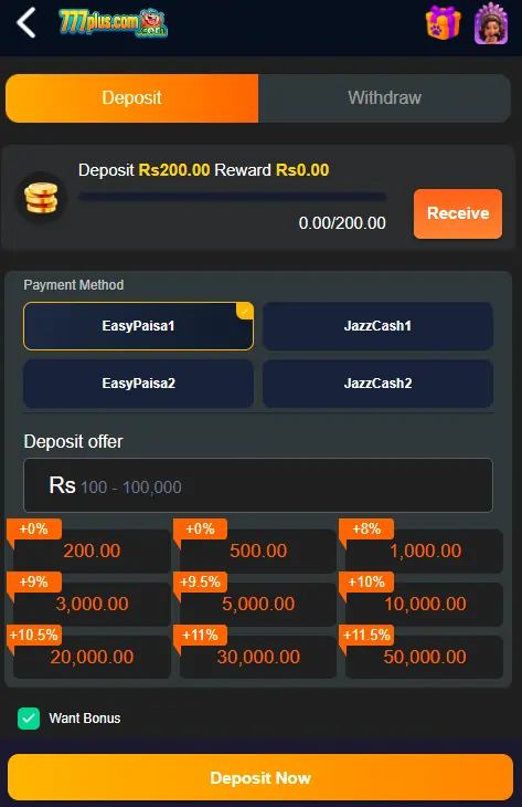 game payment deposit withdraw