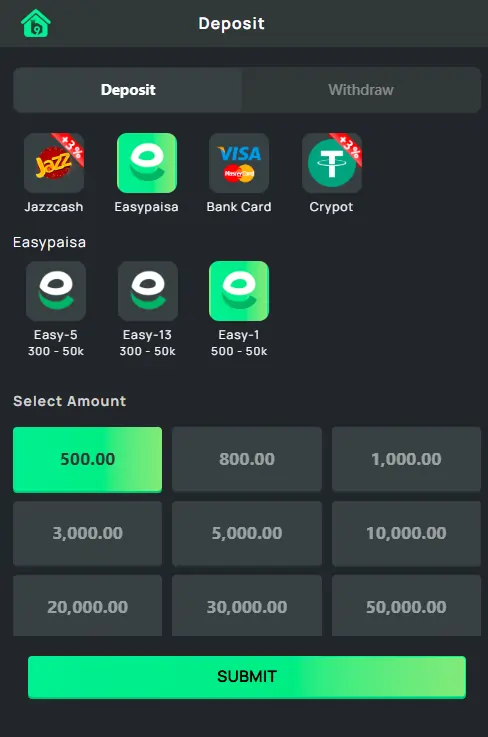 gaming payment methods PKR
