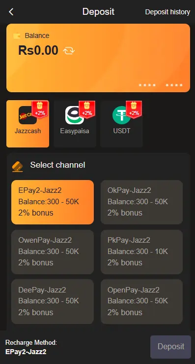 Payment methods for 92Star Game