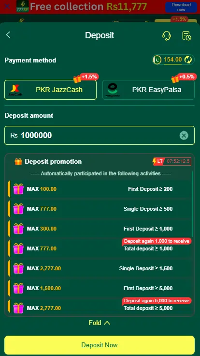 eposit withdraw methods PK