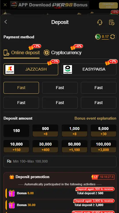 PKR98 Game Deposit Withdraw