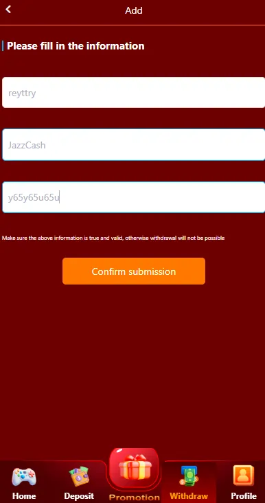 pK080 Game Deposite section