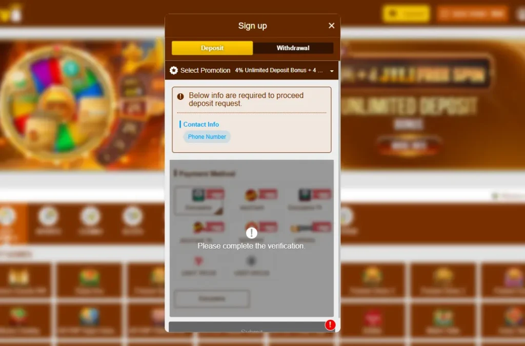 deposit withdrawal options