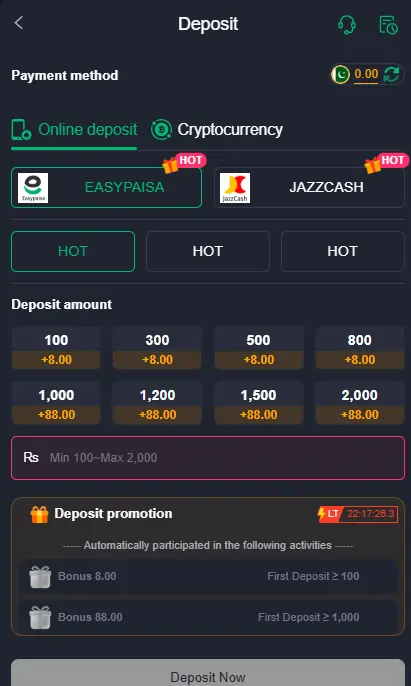 payment deposit withdraw guide