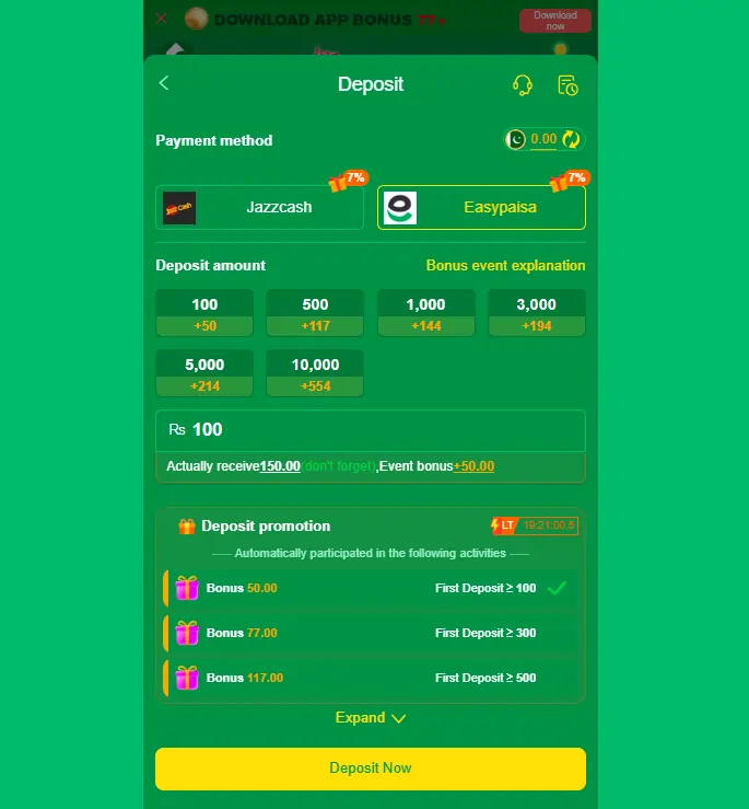 JazzCash EasyPaisa deposit