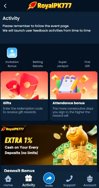 RoyalPk777 bonus offers