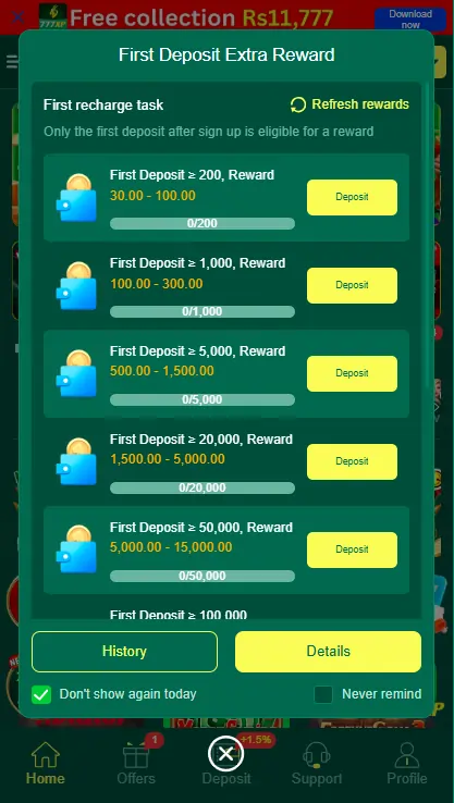 777XP Game bonus rewards