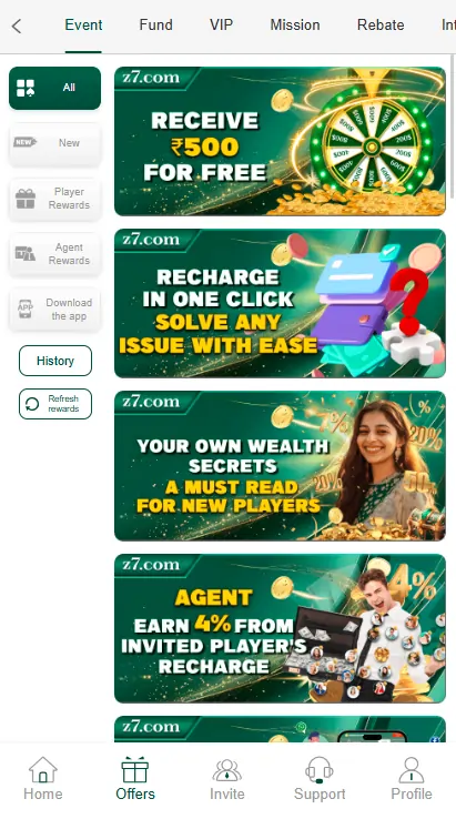 Z7 Game Bonuses Rewards