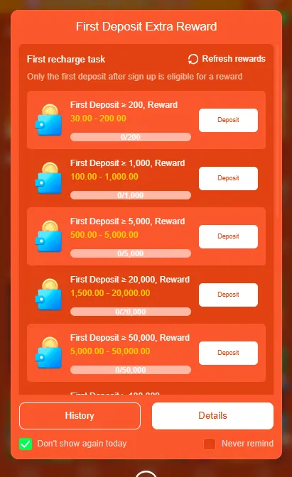 bonus rewards screen