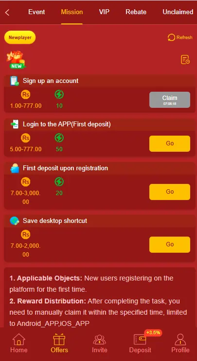 Earn bonus after mission