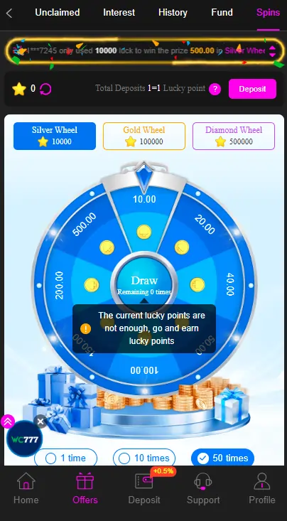 Player big win result