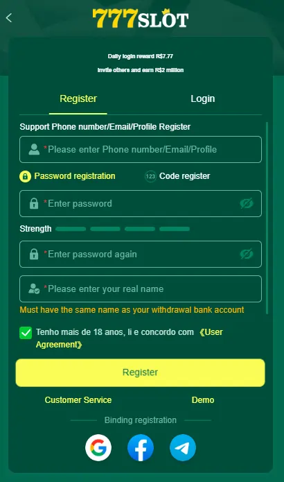online game registration steps