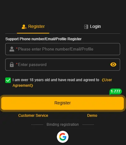 play777 login screen