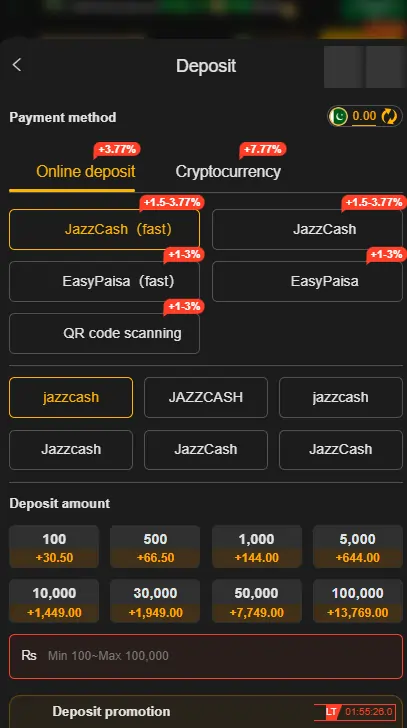 play777 deposit option