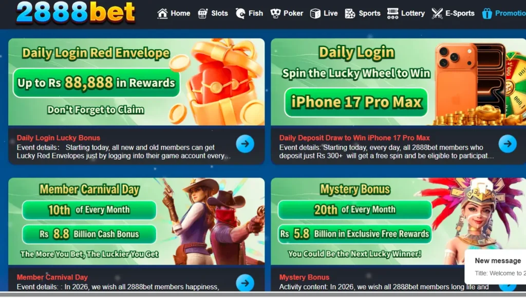 888Bet Game Bonuses Rewards