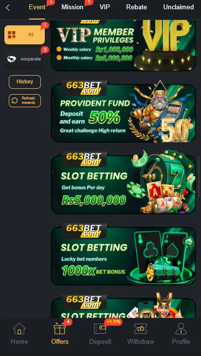 663Bet Free Bonus Rewards