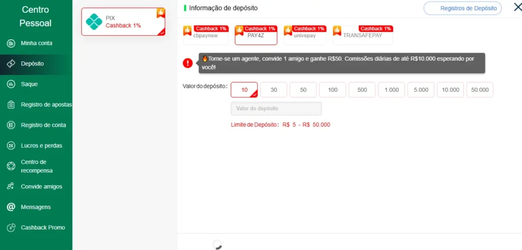 6KBet Game Payment Info Panel