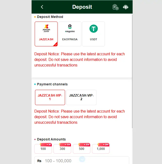 7E777 Payment Methods