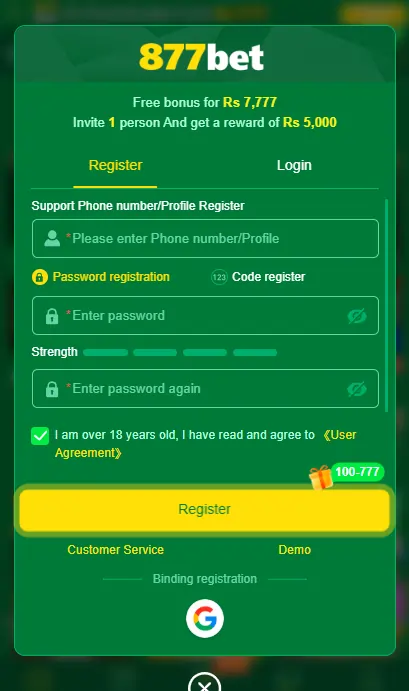 877Bet login register guide