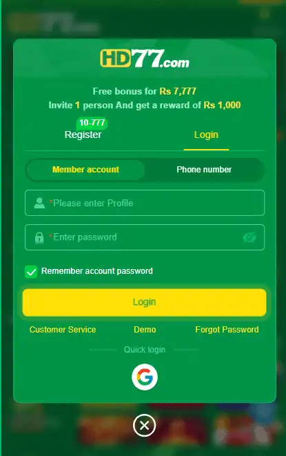 HD77 Game Login