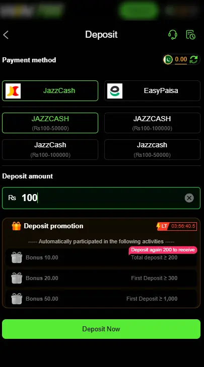 Win786 Game Deposite and Withdrawal Section ScreenShot