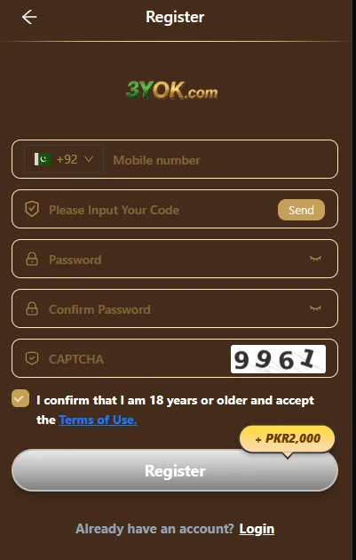 3YOK Game Login ScreenShot