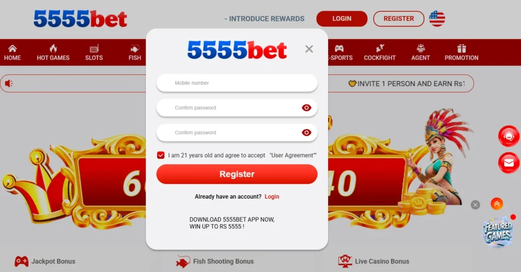 5555Bet Game Login ScreenShot