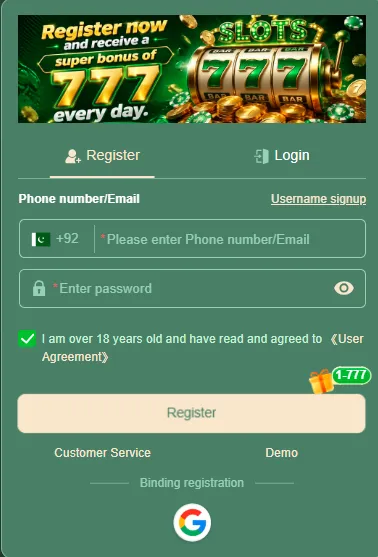 777Stack Game login Image