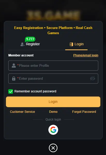 90Jili Game Login Screenshot