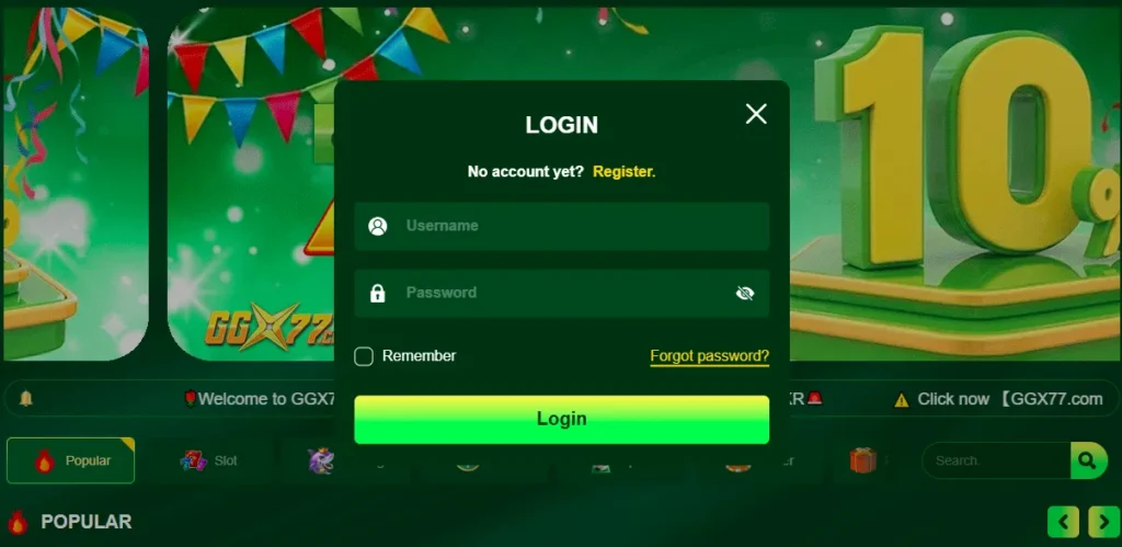 GGX77 Game Login Image