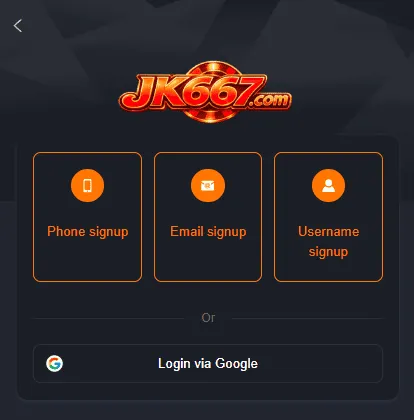JK667 Game Login Screen Screenshot